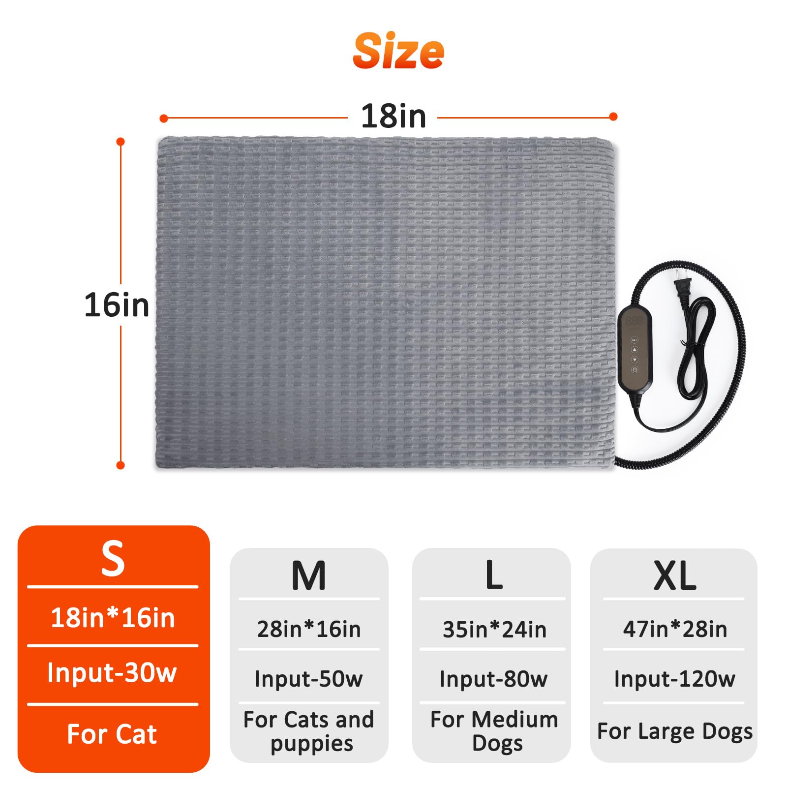Cuscino termico per gatti cuccia termica impermeabile per gatti e cani con temperatura e timer regolabili tappetino elettrico per animali domestici per interni e gatti cani cavo