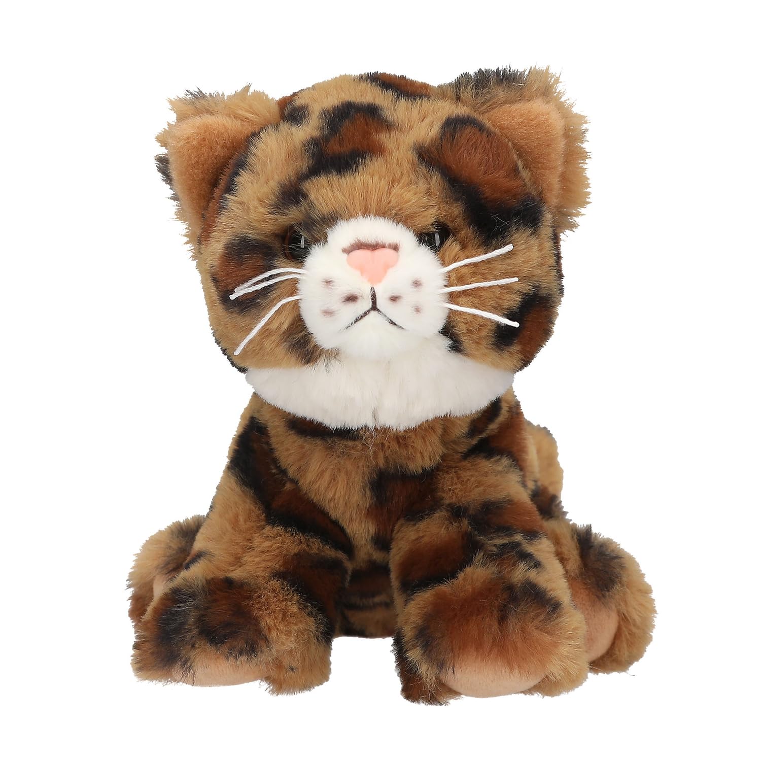 Depesche TOPModel 13517 Cuddly Toy Cat with Leo Pattern, Approx. 16 cm Plush Toy with Brown Eyes and Pink Nose