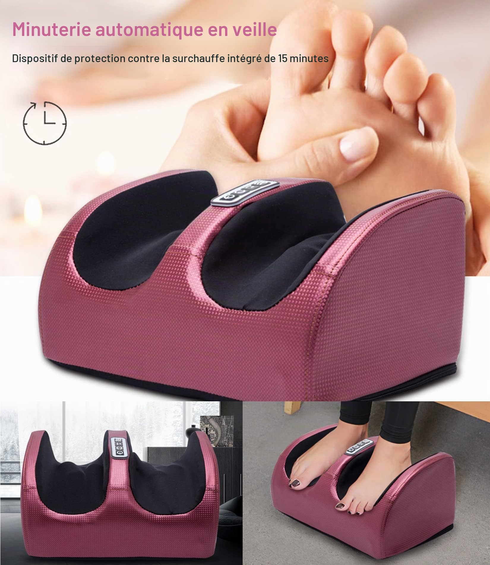 Appareil de Massage Jambes Augmentant Circulation Sanguine, PéTrissage Profond, Appareil de Massage des Pieds, Appareil de Massage Pieds Shiatsu avec Thérapie Chaleur