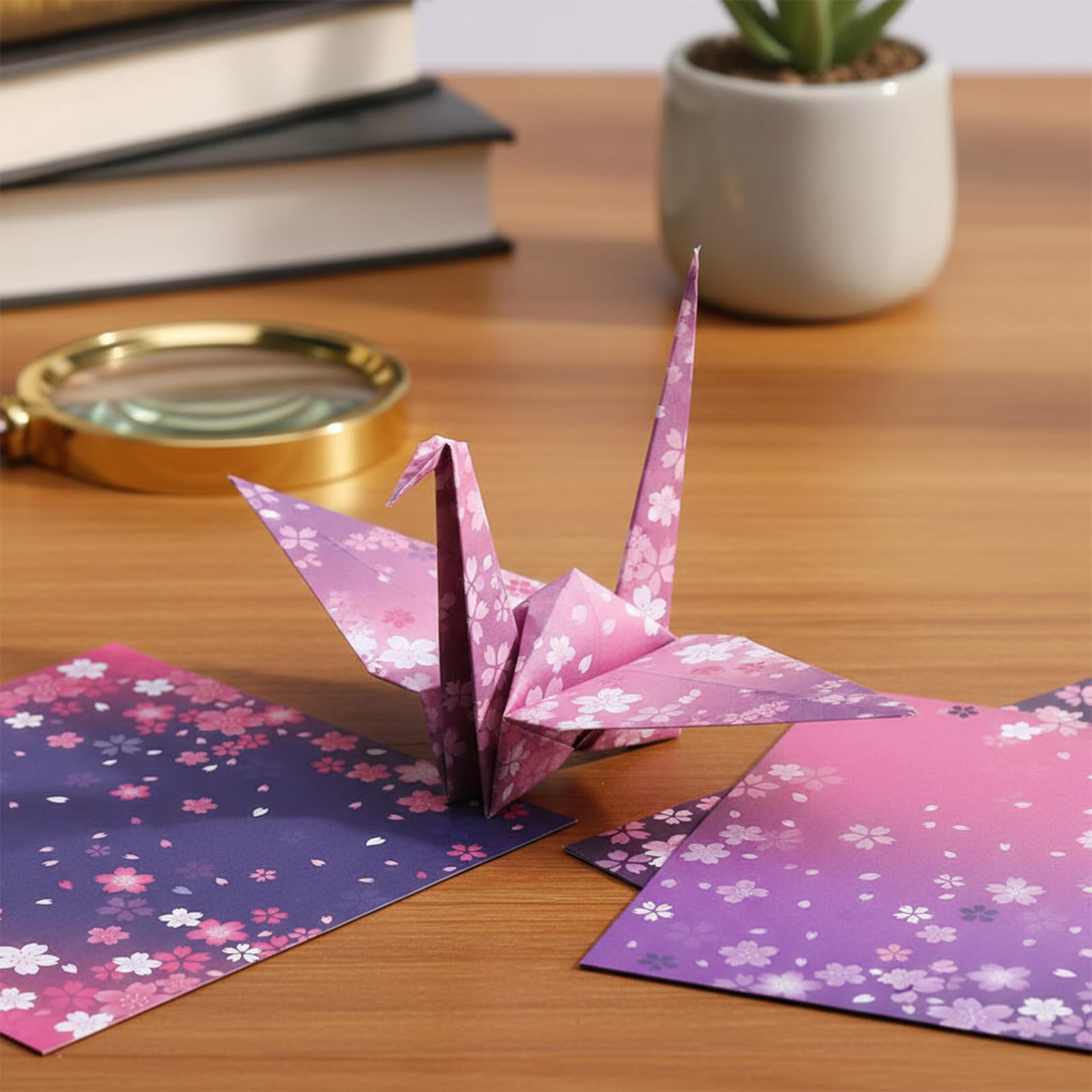 120 Hojas Papel Origami, 15x15 cm Papel Plegable Cuadrado Doble Cara con Diseño de Flores de Cerezo para Manualidades, Bricolaje, Niños y Adultos