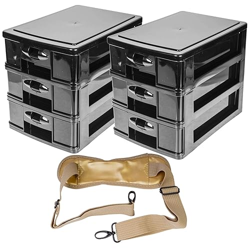 Miniatura 5 de Estuche de maquillaje blando con carrito SHANY Cosmetics, 2compartimientos, color negro con 3bolsas organizadoras de malla de regalo, Dorado (Gold