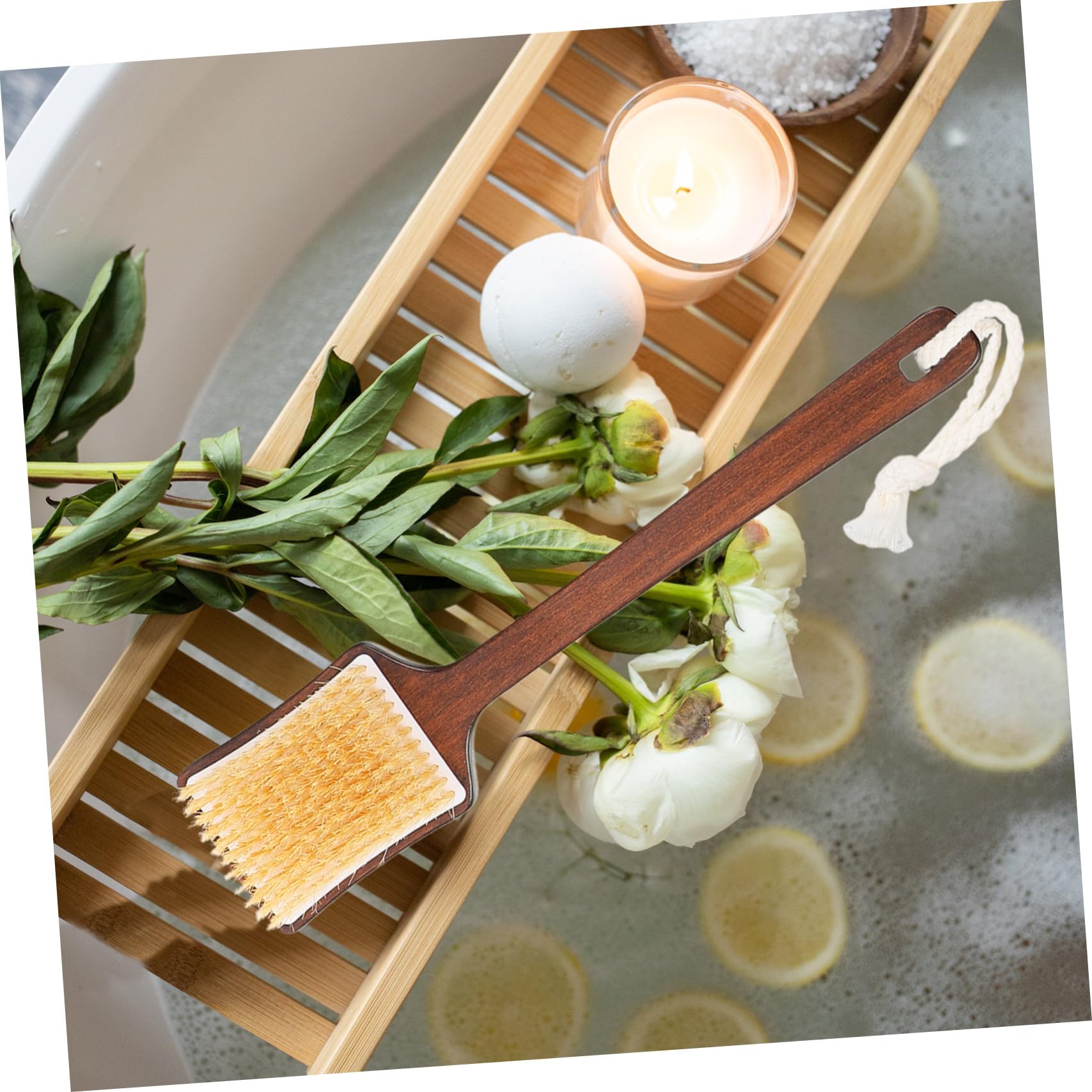 Homoyoyo Cepillo de Baño de Mango de Madera con Cerdas de Cerda para Ducha Exfoliante Corporal para Espalda Difícil de para Hombres y Mujeres