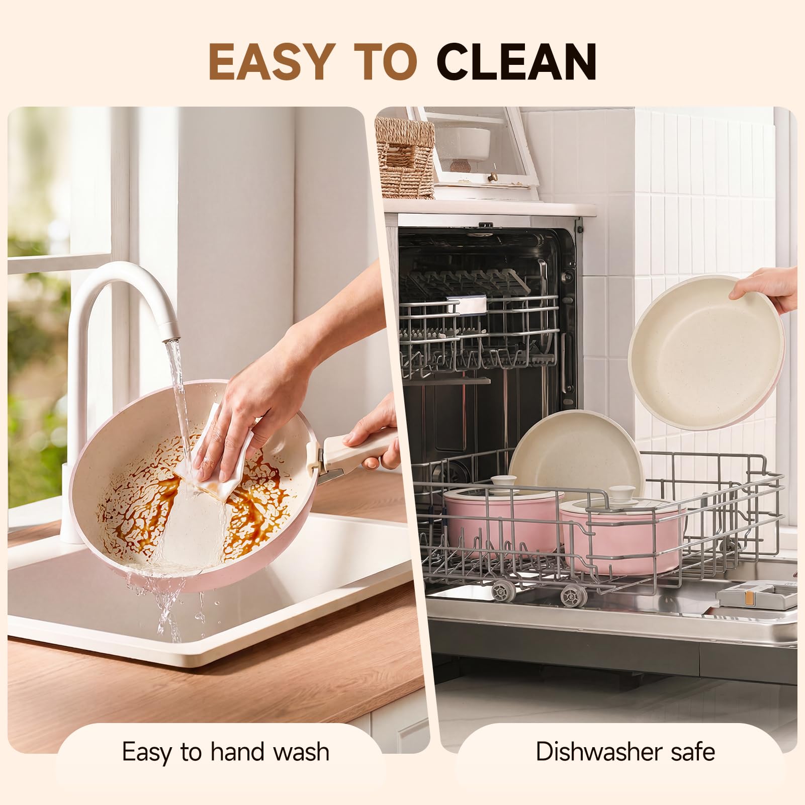 Warmiehomy Juego de ollas y sartenes de 17 piezas antiadherentes para inducción de inducción, juego de utensilios de cocina de aluminio antiadherente con mango extraíble, juego de sartenes, juego de