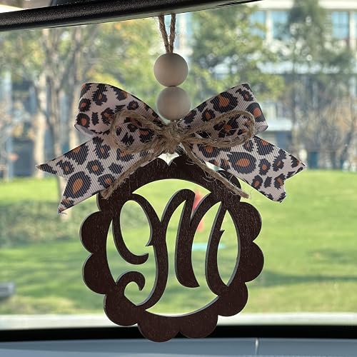 Leopard Wooden Car Mirror Hanging Charm, Adjustable Rearview Mirror Ornament with Wood Beads & Essential Oil Diffuser Decor Leopard Wooden Car Mirror Hanging Charm, Adjustable Rearview Mirror Ornament with Wood Beads & Essential Oil Diffuser Decor