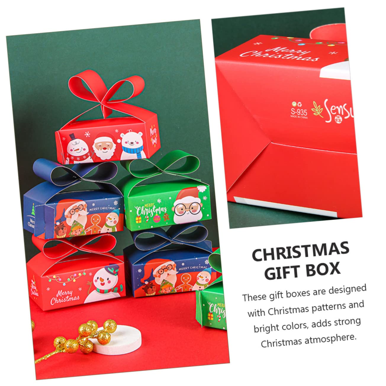 Mobestech 3 Set Di Scatole Per Dolcetti Di Natale Forniture Natalizie Scatole Di Cartone Per Caramelle Festive Per Decorazioni Per Feste 12 Pezzi * 3