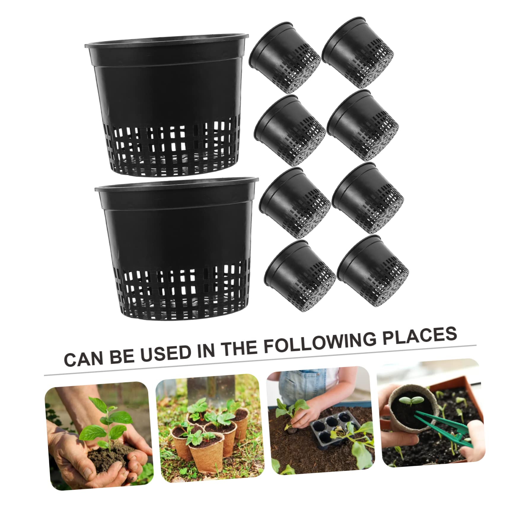Macetas hidropónicas de plástico para Cultivo hidropónico, 10 Unidades, Redondas, de Malla, para Verduras, Plantas, orquídeas, Cultivo Transpirable, Invernadero, jardín, Acuario, Color