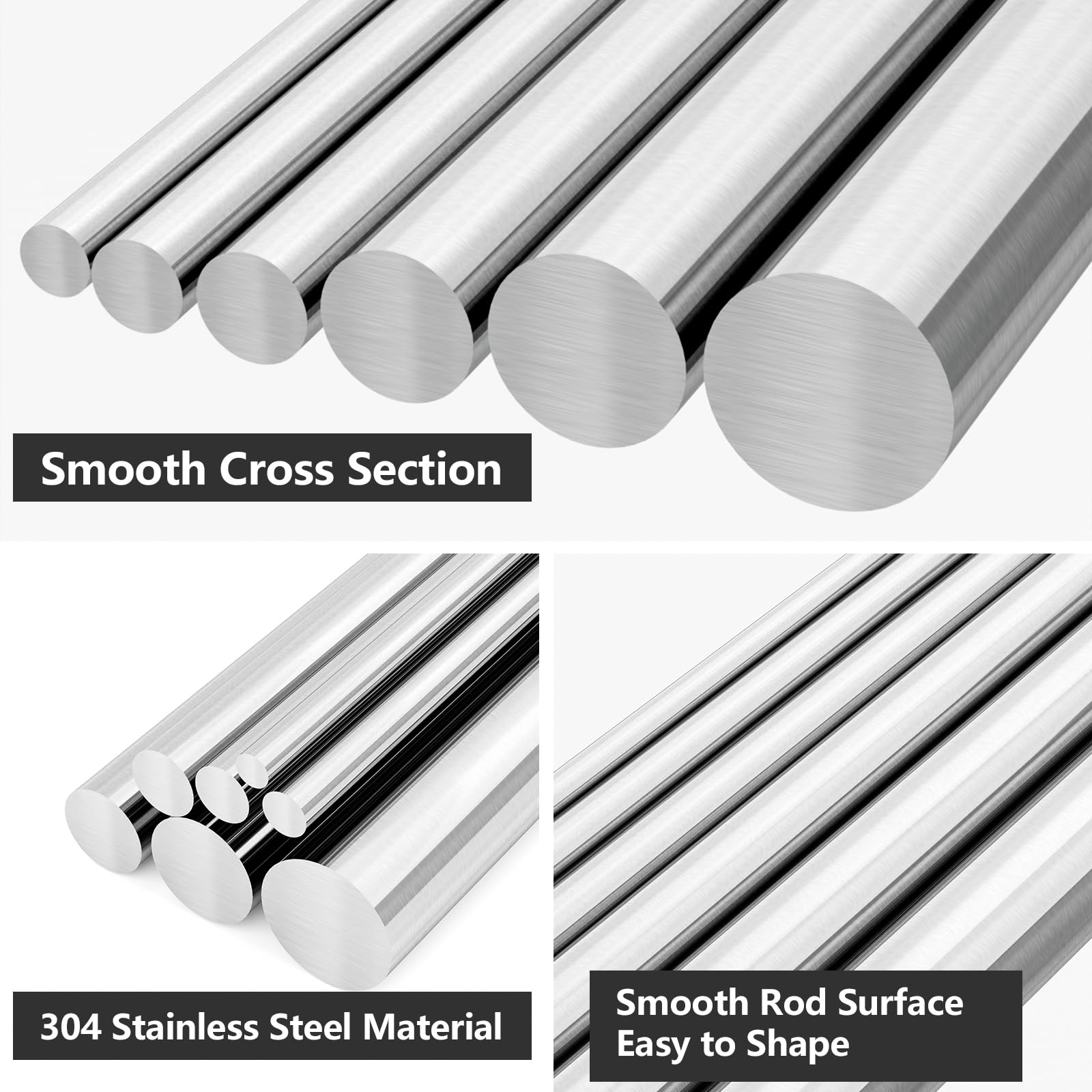 10PCS 3mm X 150mm Stainless Steel Round Rods - DIY Craft & Model Building