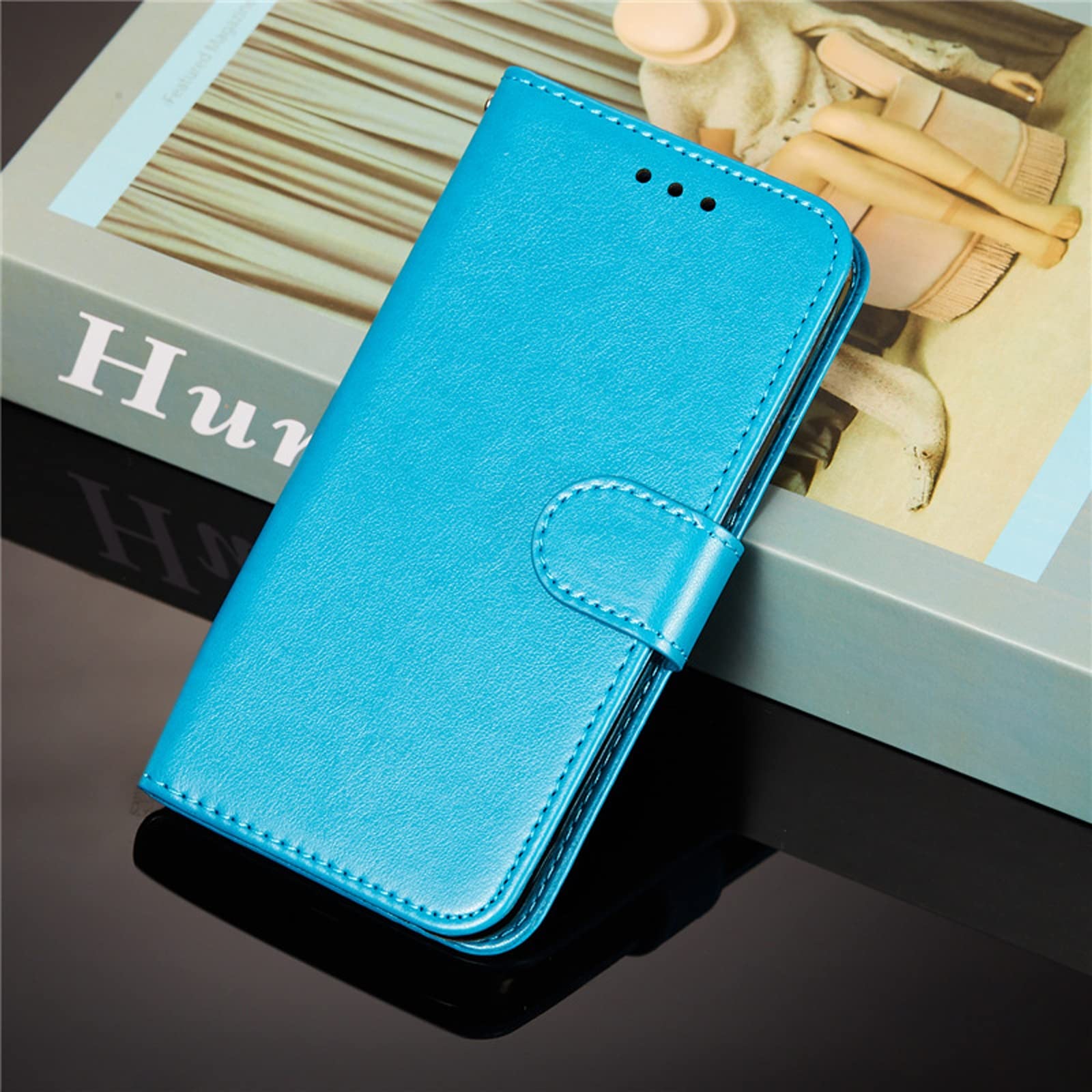 LTL Etui na telefon do iPhone 13 Mini/13/13 Pro/13 Pro Max, skórzane etui z klapką z przegródkami na karty, etui na telefon, magnetyczne zamknięcie, niebieskie, 13 mini 5,4 cala