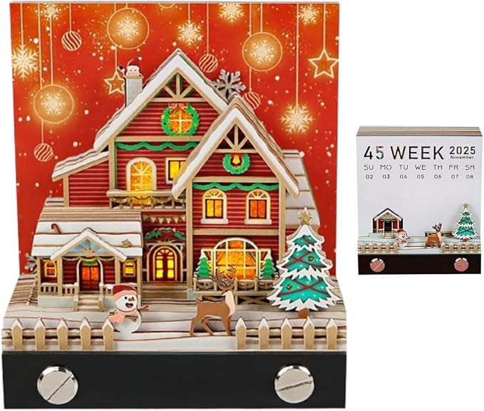 3D Memo Pad Christmas House with LED Light Notepad Non