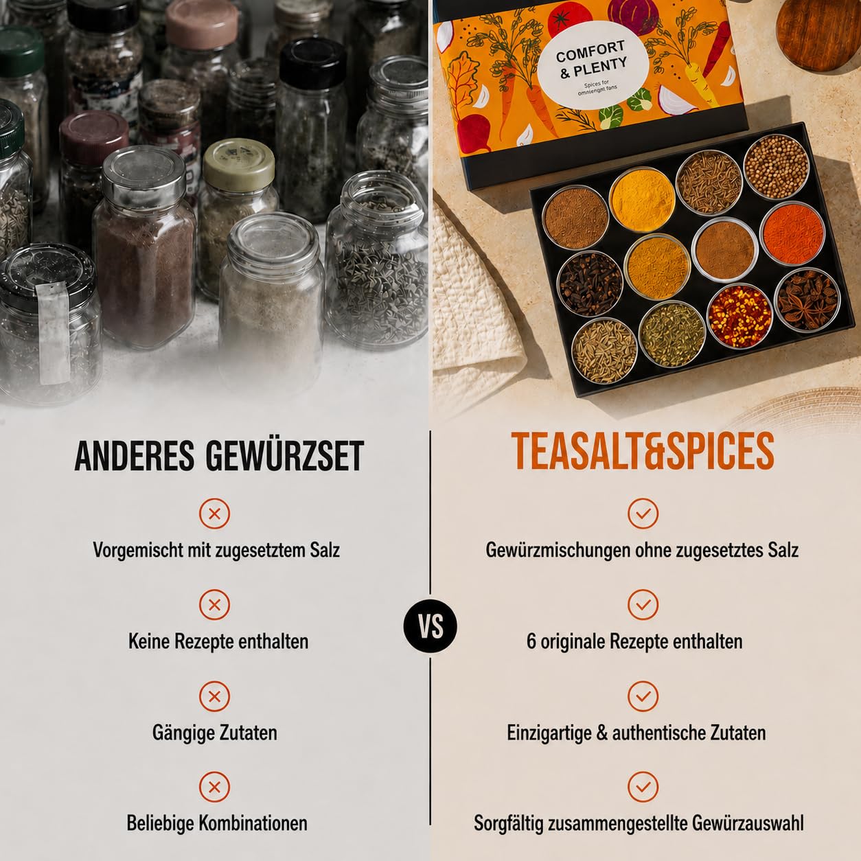 TeaSaltAndSpices Ottolenghi Inspired Spice Gift Box - Comfort & Plenty Collection - 12 Spices with 6 Recipes