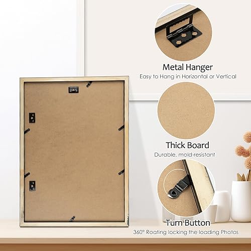 Vista 107 de Golden State Art, Juego de 2 portarretratos de madera blanca de 12 x 17 pulgadas, paspartú blanco para fotos de 8 x 10 y 5 x 7 pulgadas, vidrio