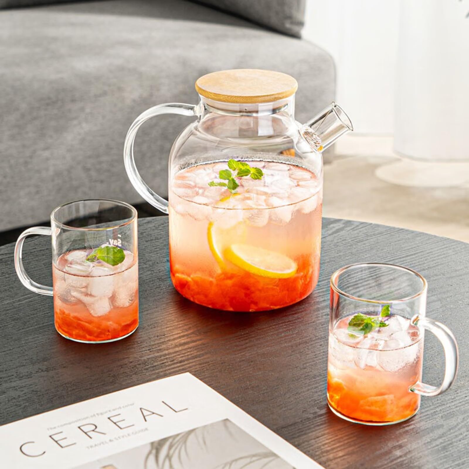 Teiera in vetro con infusore per tè sfuso e tè in fiore, teiera in vetro resistente al calore e bollitore per piano cottura, macchina da tè perfetta, 1600ml/500 oz