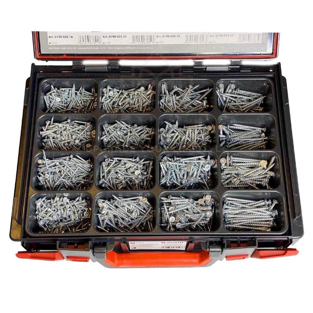 Würth ASSY® 4 CS Senkkopf Beschlagschrauben Sortiment Holzschrauben mit RW Antrieb verzinkt 2100 Teile im ORSY Sytemkoffer 5964019000 Größe 3,5mm - 4,5mm | Länge 16mm - 60mm