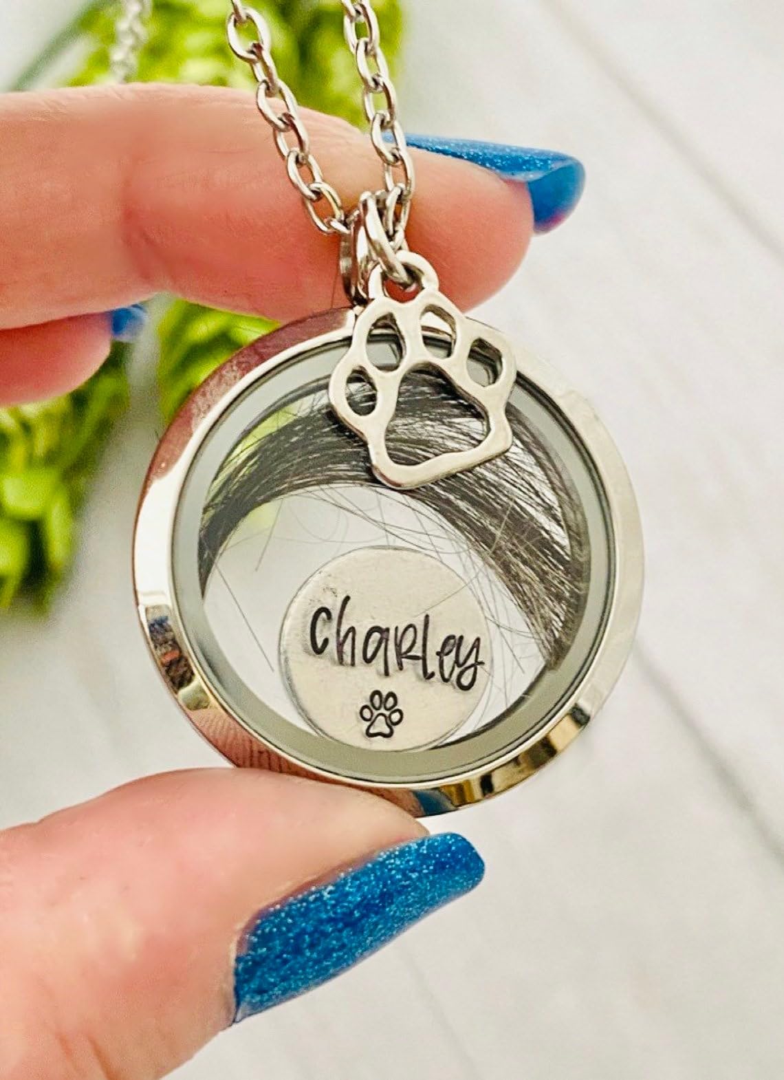 Pet Hair Cat Locket With Name Dog Hair Keepsake Custom Pets Fur