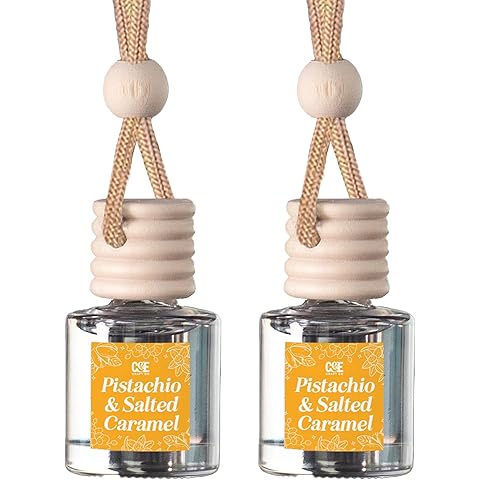 CANDECraftCo Car Air Hanging Fragrance Oil, Car Auto Freshener for Essential Oils, Scents Fragrance Aromatherapy Automobile Diffuser, Long Lasting (Pistachio & Salted Caramel)