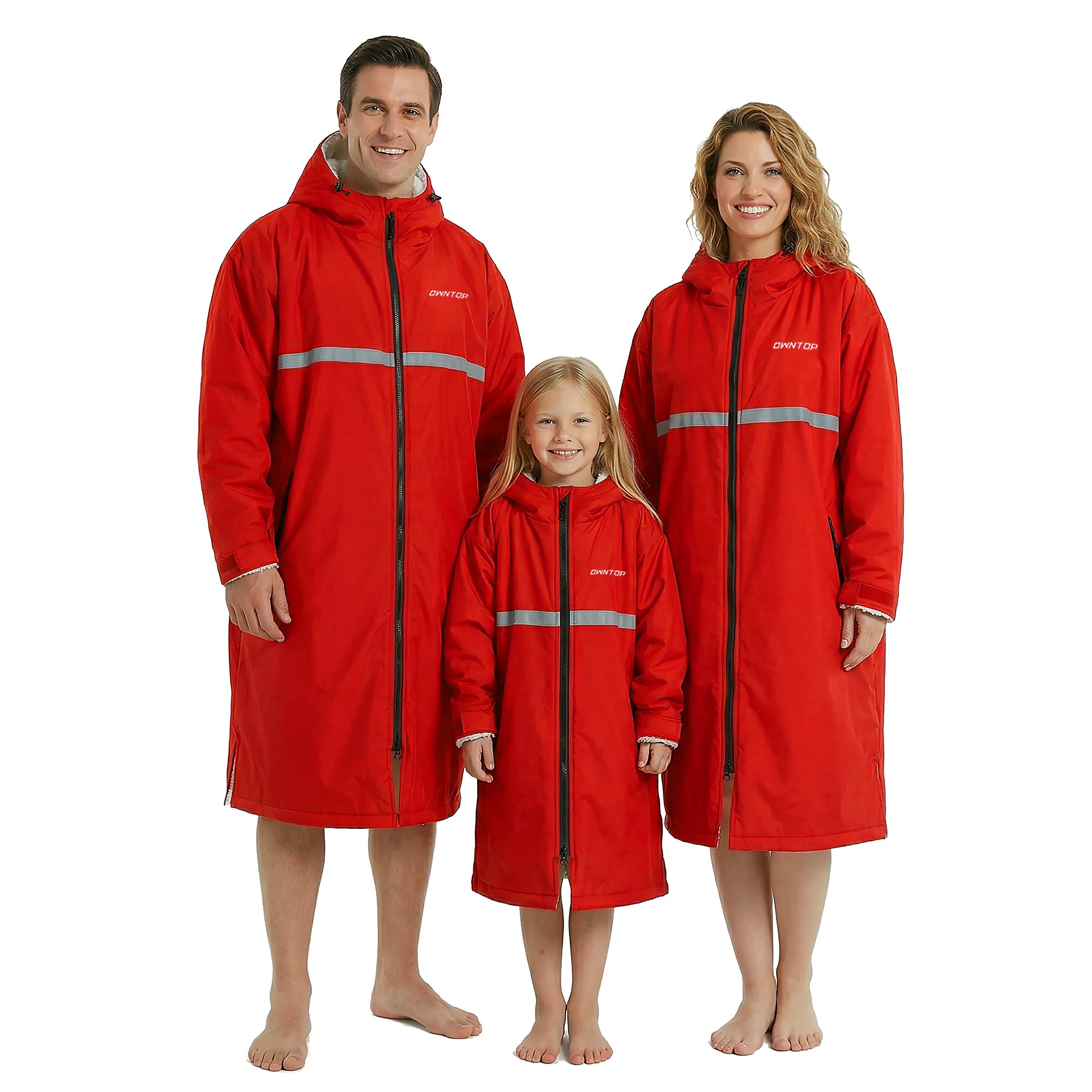 Owntop Swim Parka Adult Kids | Waterproof &amp; Quick-dry | 2-Way Zipper | Oversized Hooded Changing Robe for Beach Pool