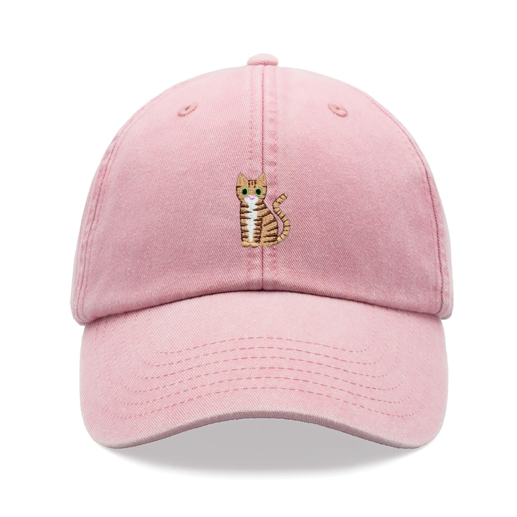 Cap Base Unisex Pink Tabby Cat Baseball Cap Vintage Washed Dad Hat Adjustable