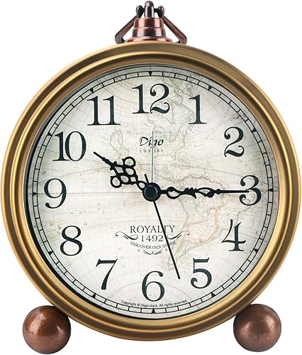 Relojes de escritorio, pequeños relojes despertadores de mesa para estantes, dormitorio, oficina, reloj estético de metal vintage para decoración de