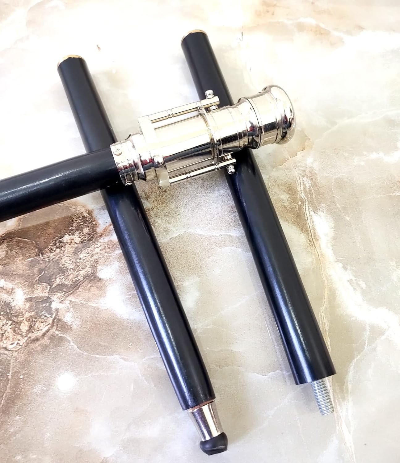 Top Nautical Spy Telescope Steampunk - Walking Stick, Brass Handle, Victorian Style, Handmade, Folding Gift 37 to 38 Inch Approx.