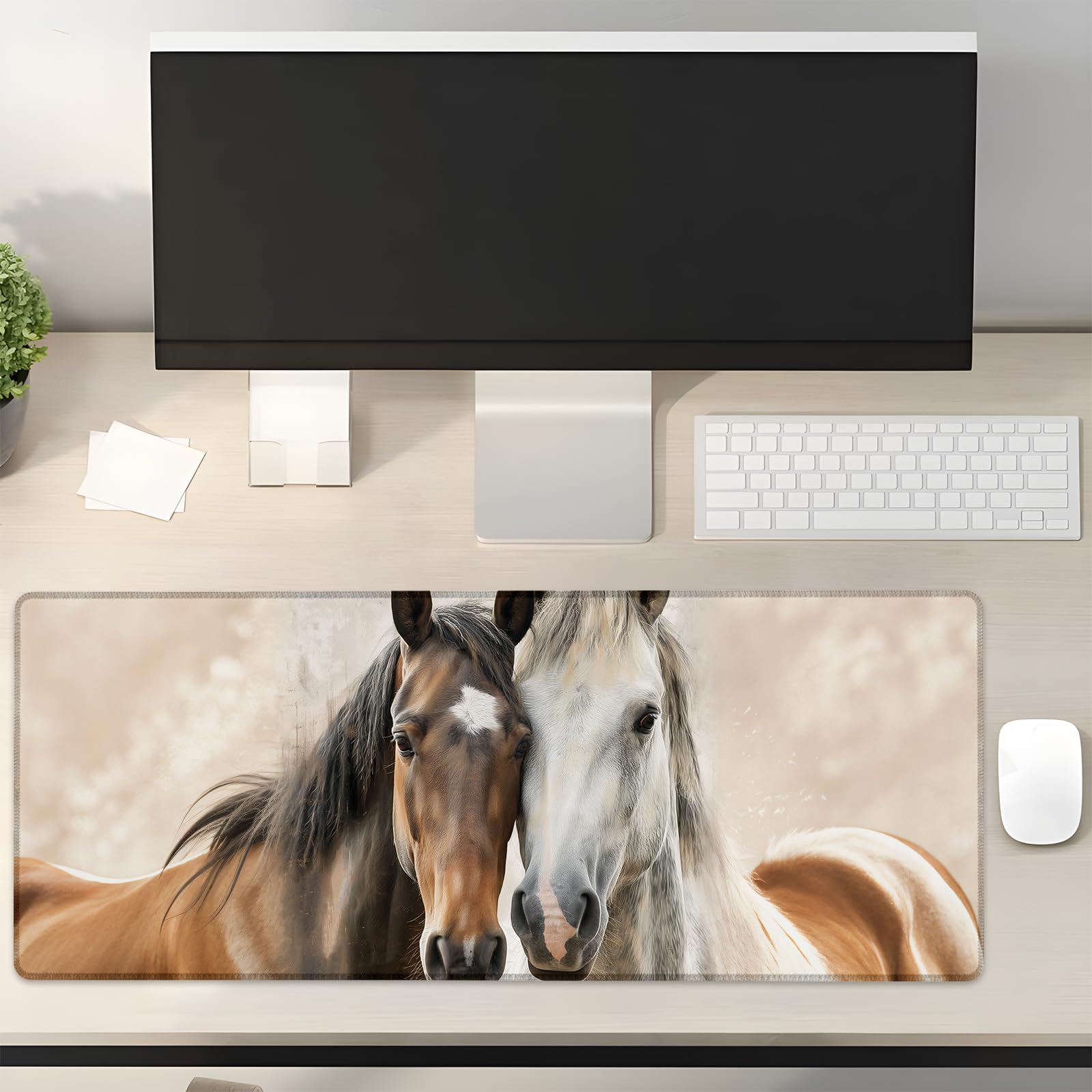 Turamurra Horses Gaming Mouse Pad Gifts 31.5" x 11.8", Non-Slip Rubber Base MousePads for Computers Laptop School Office Home Accessories Decor, Mouse