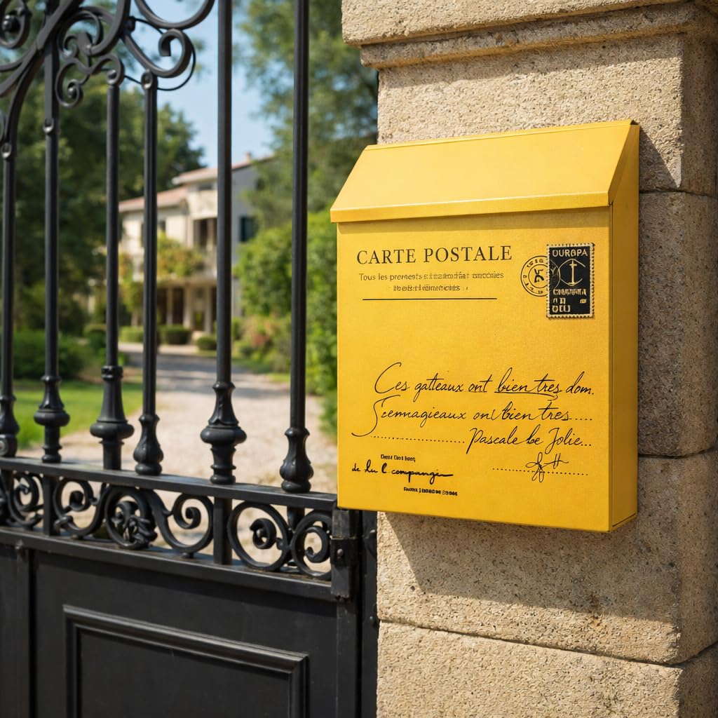 Boîte aux Lettres Murale verrouillable, Grande capacité, Multicolore, Style rétro, en métal, idéale pour la Maison, Le Bureau ou l'école.