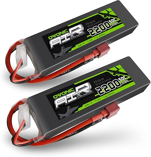 OVONIC 2s Lipo Battery 50C 2200mAh 7.4V Lipo Battery Soft Case con conector T estilo Dean para RC Evader BX Car RC Truck RC Truggy RC Avión UAV disponible en Yaxa Peru