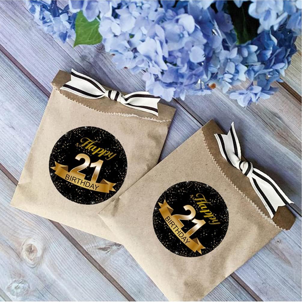 Black and Gold 21th Birthday Party Favor Stickers - 2 Inches - 50 Labels - Image 4