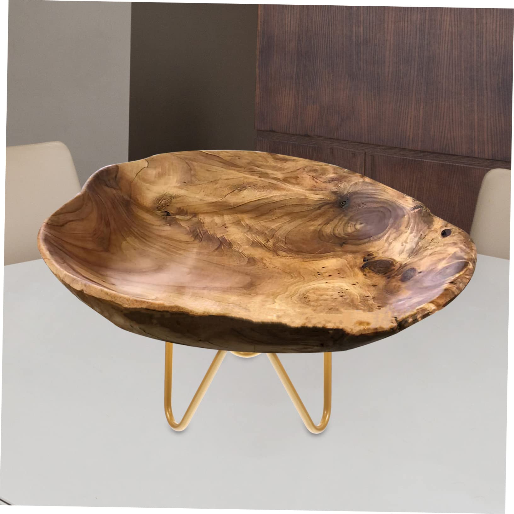 Happyyami Fruit Tray Display Stand Storage Holders with Iron Base for Kitchen Dining Art Decor Elegant Finish for Stylish Organization