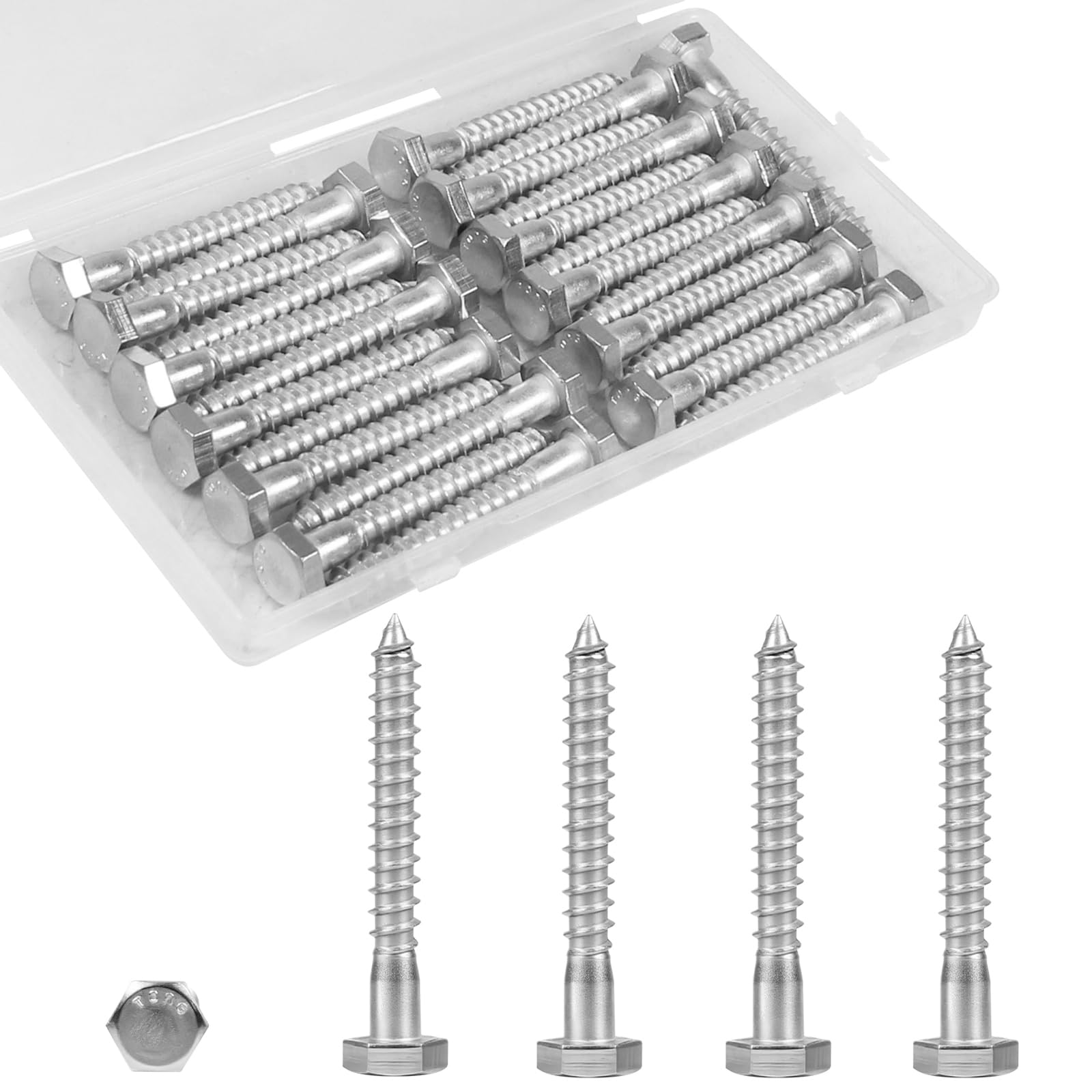 15 Stainless Steel Lag Screws - 5/16" x 3" -7 15 Stainless Steel Lag Screws - 5/16" x 3" -7