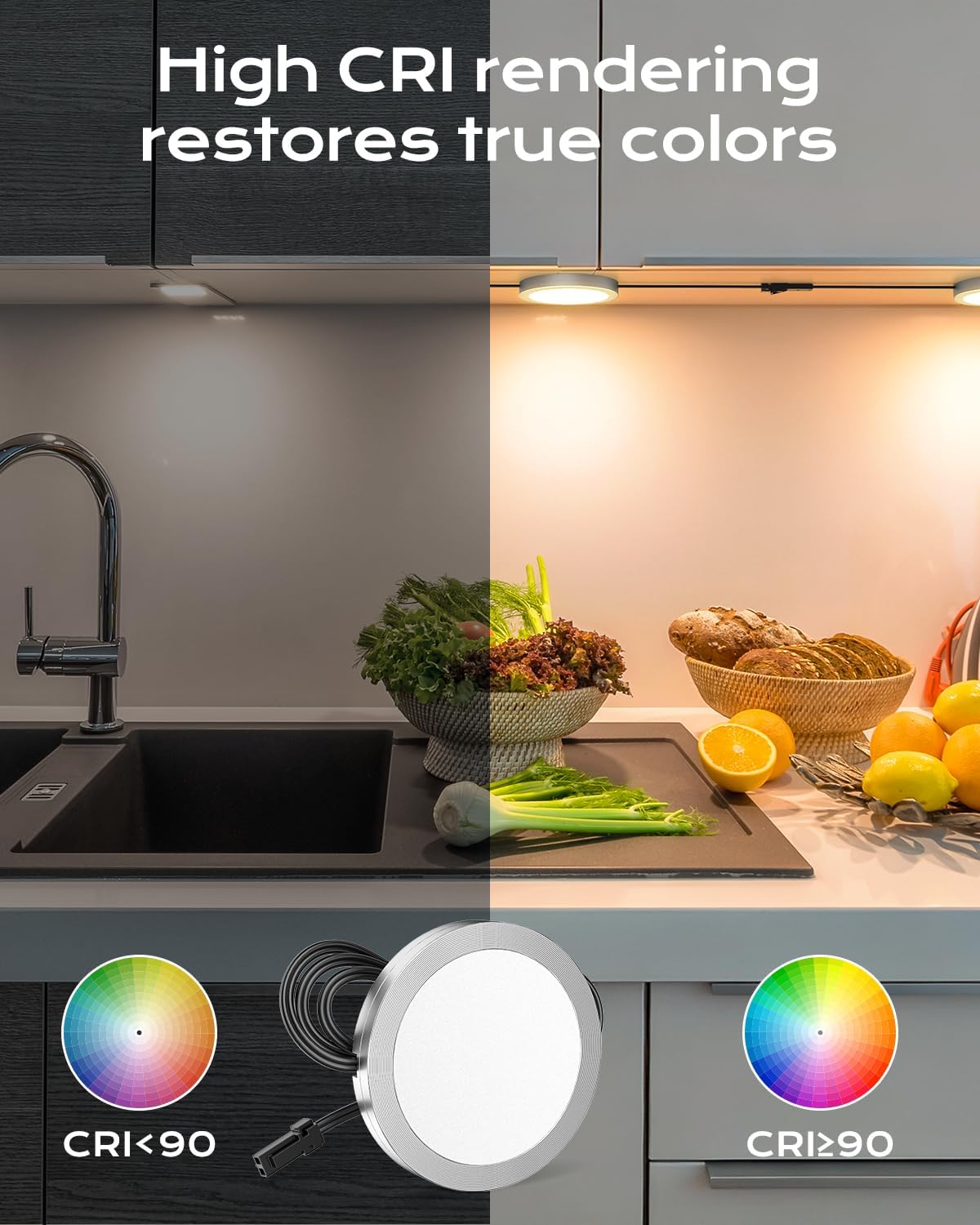 Smart Under Cabinet Lighting 12-Pack, LED Puck Lights Dimmable image 2