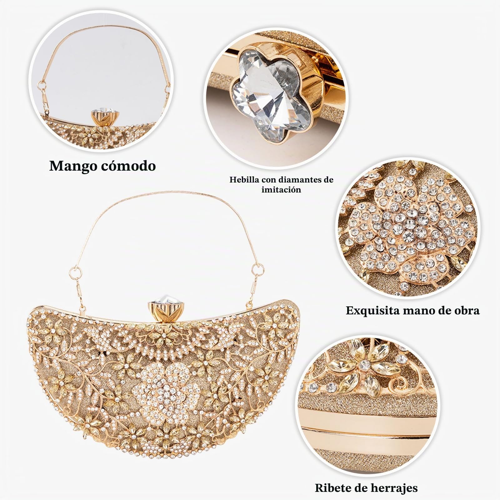 Diamantes de Imitación Clutch para Mujer Bolsa de Noche de Lentejuelas Bolso de Boda Bolso de Fiesta Pequeña Bolsos Bandolera con Cadena Elegante Banquete Fiesta Bolso de Hombro Verde