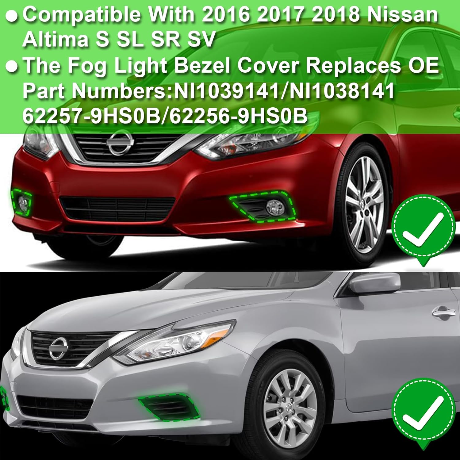 Led Fog Lights Fit for 2016 2017 2018 Nissan Altima Sedan 4Door Led Daytime Running Turn Signal Light,Nissan Altima Fogs light Lamps Assembly (2016Altima-DRL-led)