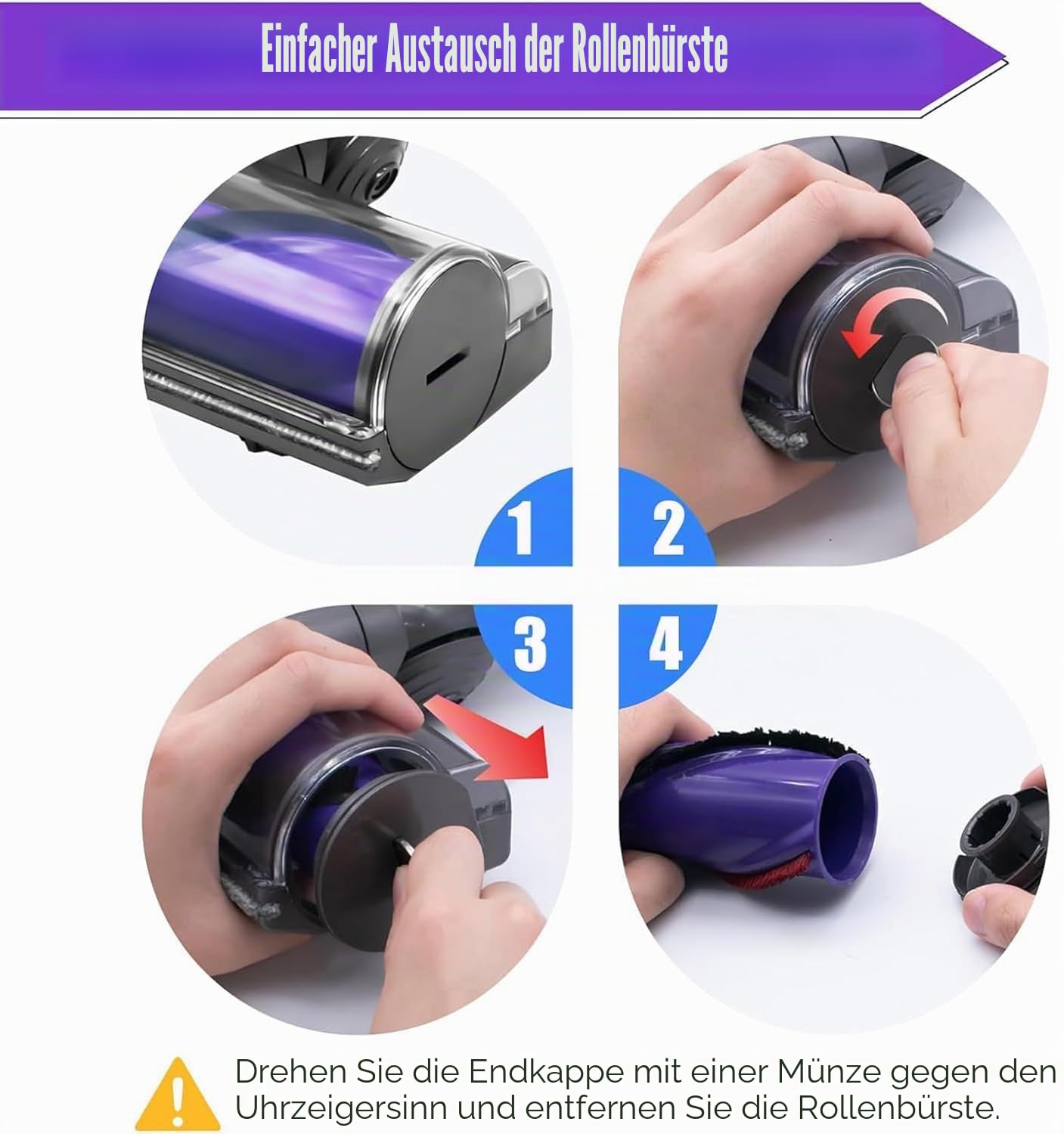 Elektrische Bürste kompatibel für Dyson V7 V8 V10 V11 V15 SV10 SV11 SV12 SV14，Ersatzteil Direktantrieb Reiniger Kopf Turbine Bodendüse，Zubehör für Turbobürste für Hartboden und Teppiche