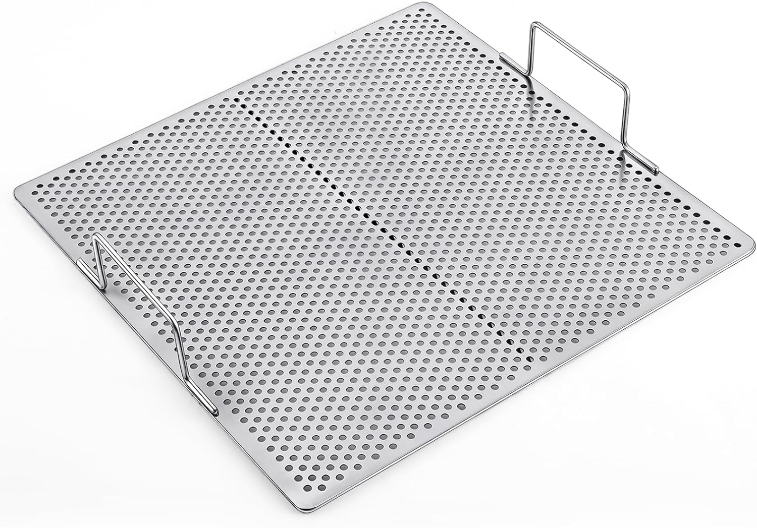 1 Pcs Stainless Steel Fryer Screen with Handles, Silver Fryer Oil Screen 13 1/2 x 13 1/2 Inch