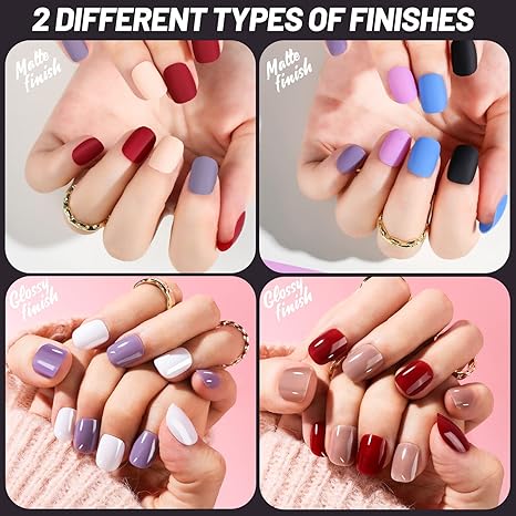 Spring Nails 🌸 24 Pack Short Press-On Nails | Matte & Glossy