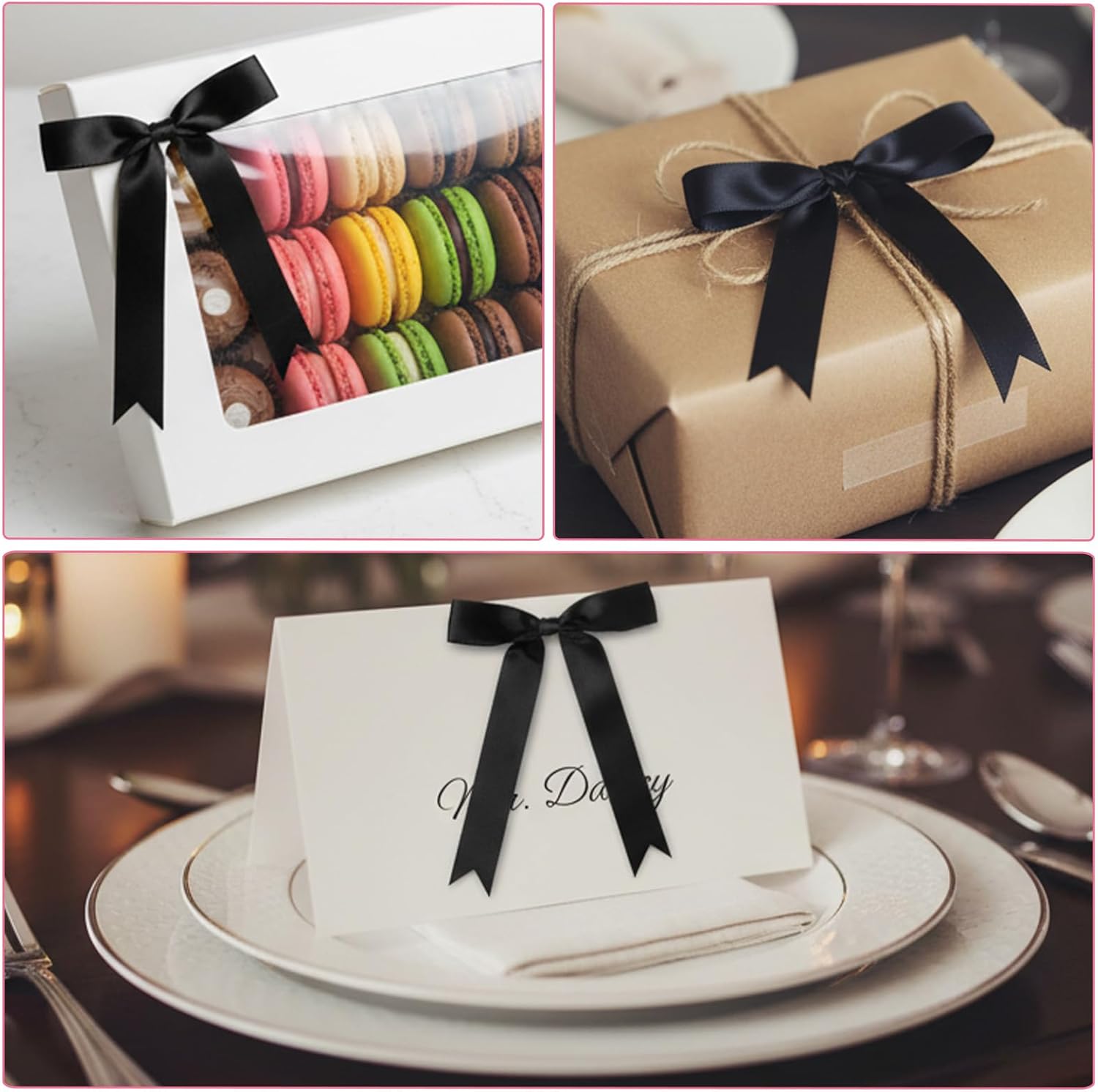 30 Pcs Black Satin Ribbon Bows, Self Adhesive Premade Satin Bows 5x7'' Large Black Bow with Double Sided Tape Ribbon Bow for Gift Wrapping Christmas Birthday Balloons Wedding Crafts - Image 5