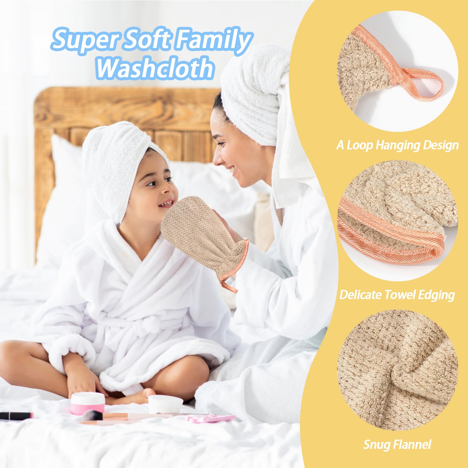 PHOGARY Microfiber Wash Mitt for Body & Face, Super Soft Absorbent Washcloth - Image 3
