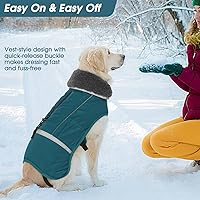 Vista 5 de QBLEEV Abrigo cálido para perro, chaqueta de invierno reflectante, impermeable, resistente al viento, ropa de cuello alto para perro para clima