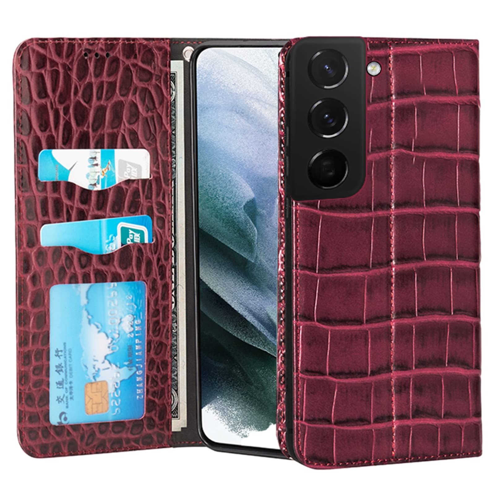 Housse Samsung S21 crocodile avec portefeuille pour tout protéger