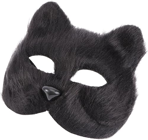 TOYANDONA Máscara de felpa de Halloween, máscara peluda de Therian, máscara de lobo de media cara, máscara de animal de Halloween, máscara de