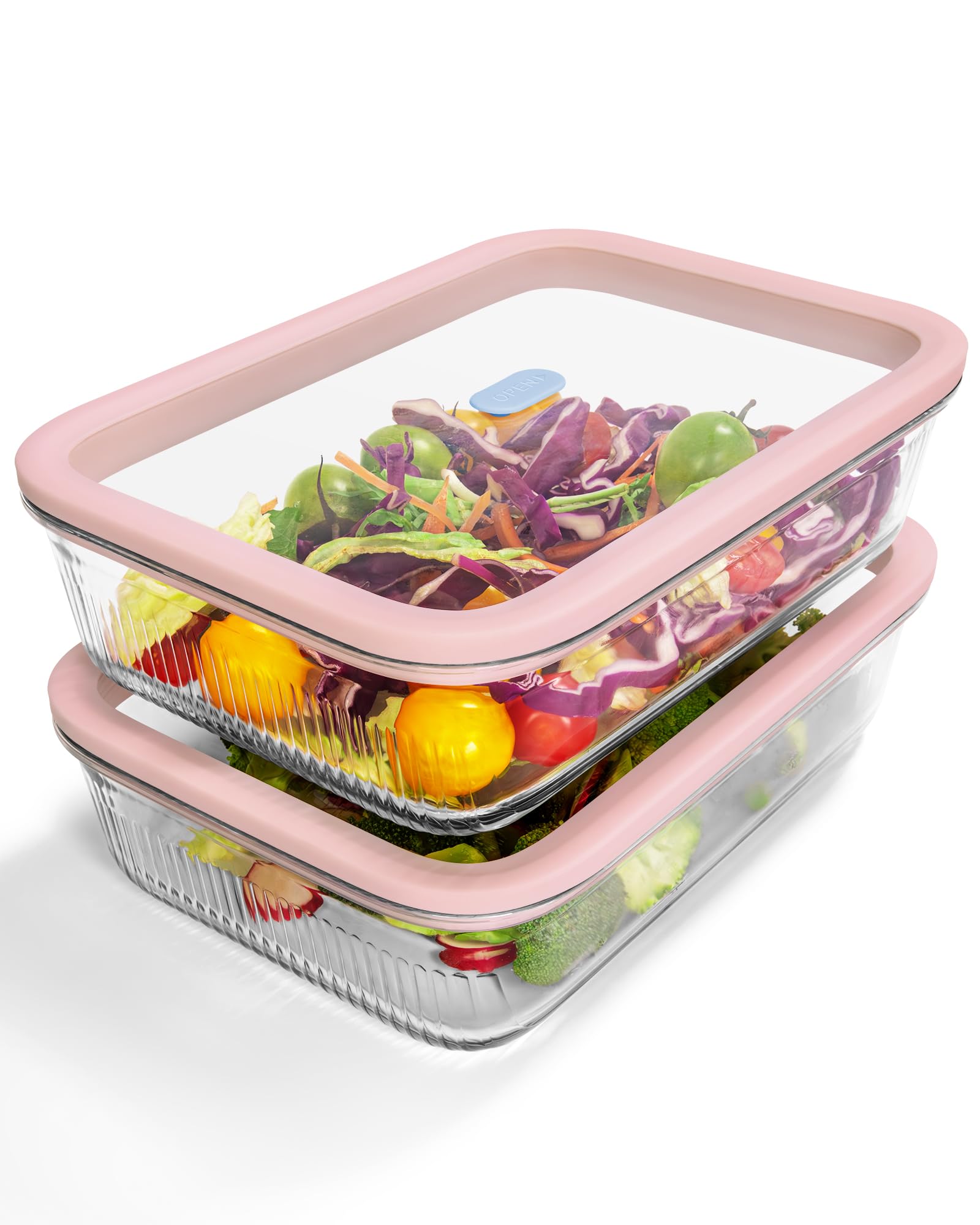 Glasdosen Set 2200ml mit Druckverschluss, Luftdicht & Auslaufsicher, Für Mikrowelle & Backofen, Ideal für Meal Prep & Aufbewahrung