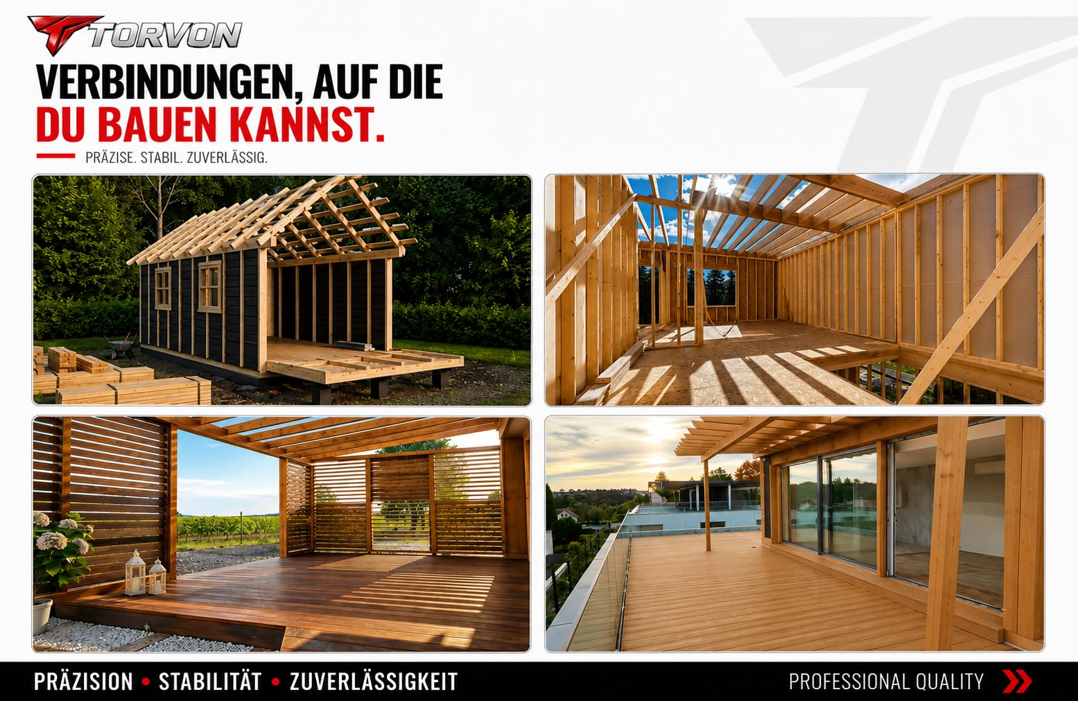 Lot de 100 vis de construction de qualité supérieure - 6,0 x 300 mm - Tête fraisée TX30 - Filetage complet - Vis à bois jaune galvanisé - Pour bois massif KVH BSH CLT - Avec embout