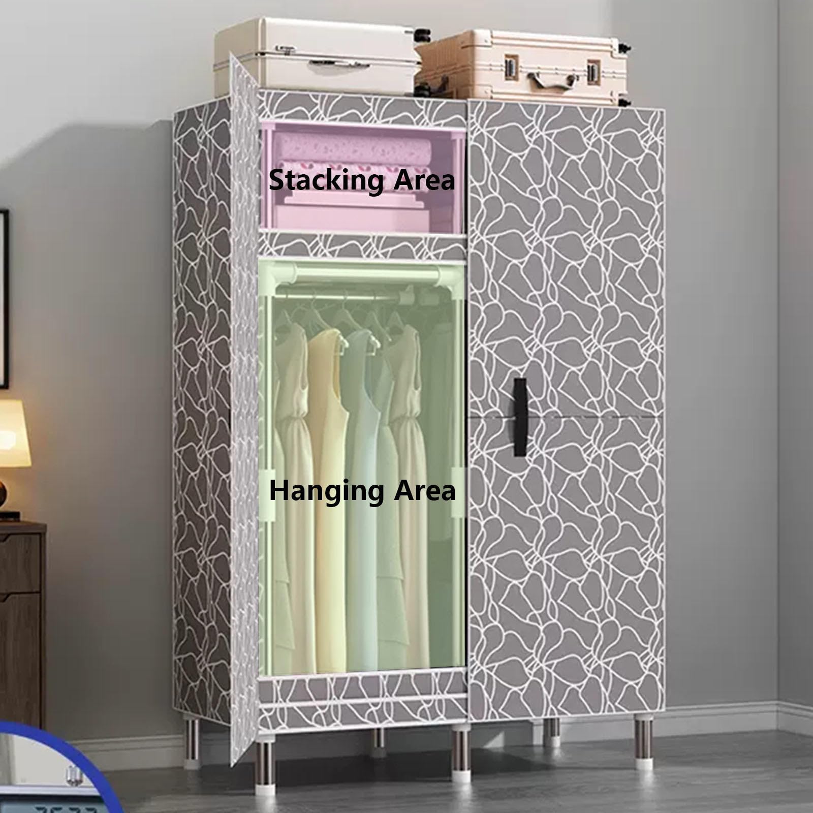Kleiderschrank, tragbarer Kleiderschrank, Aufbewahrungsorganisator für Schlafzimmer, Kleiderschrank aus Segeltuch, Einfach zu montieren, A-85 x 45 x 170 cm