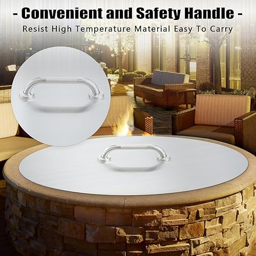Miniatura 6 de Tapa redonda para hoguera de 20 pulgadas, cubierta de anillo para hoguera de acero inoxidable de 0.059 in de grosor, cubierta para quemador de