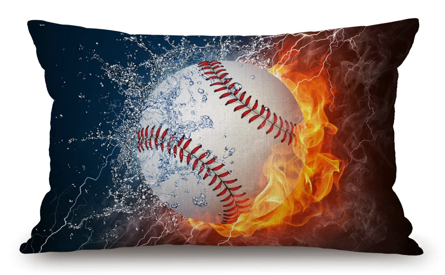 Solekla Farmhouse Decorative Outdoor Throw Pillow Covers for Couch Sofa Bed Baseball Ball in Fire and Water Pillow Cover Modern Decor Pillow Case 12 x