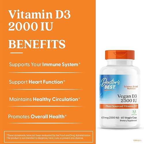 Vista 2 de Cápsulas vegetarianas Doctor's Best, Best Vegan D3, DRB-00302, 1, 1