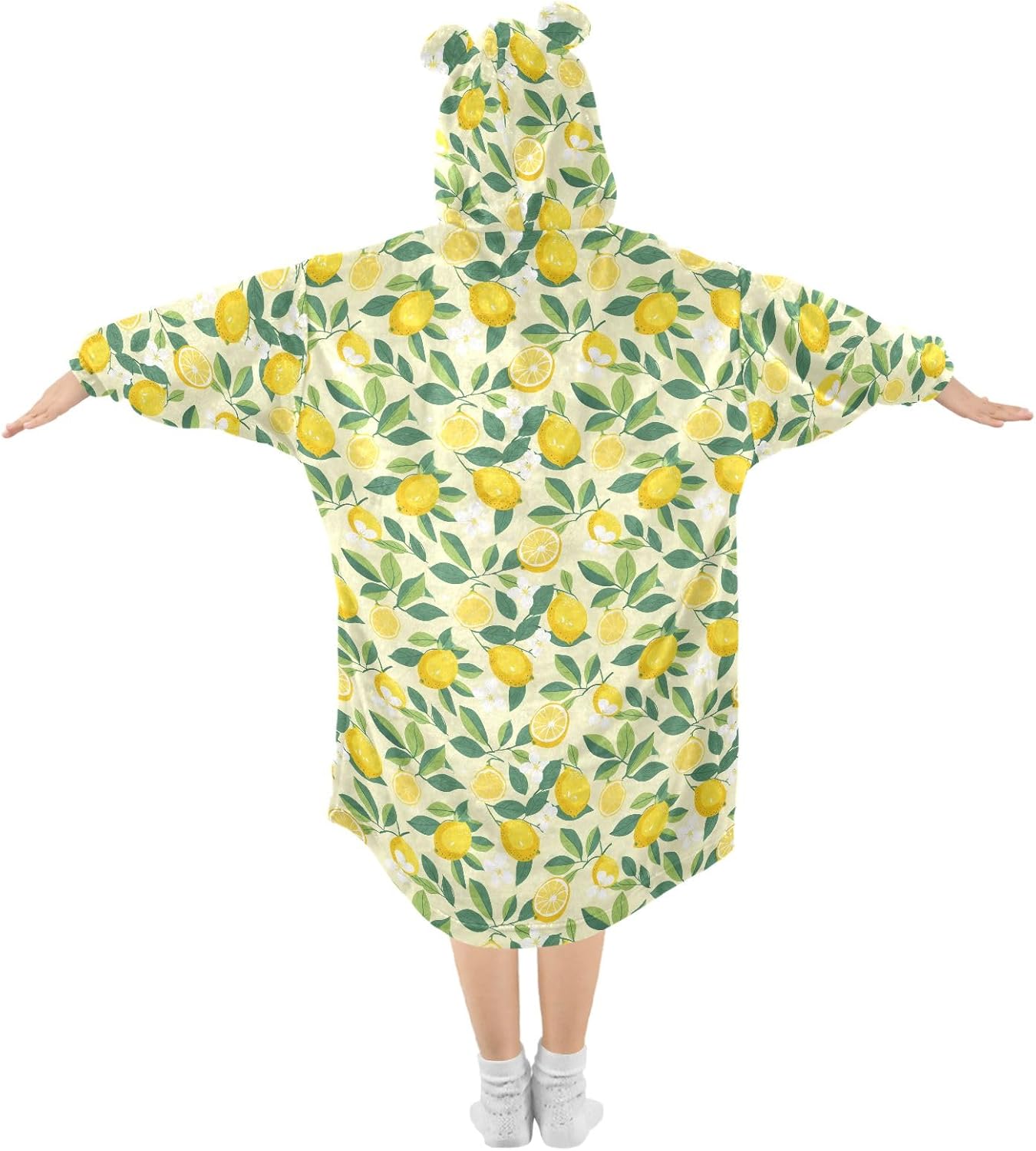 Yellow Lemon Tree Wearable Blankets for Kids, Soft Warm Cozy Blanket Hoodie for Boys Girls with Pocket