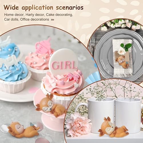 Miniatura 4 de Figuras de ciervo para pasteles, para baby shower, decoración de ciervos de animales del bosque, lindos ciervos de ciervo, decoración para