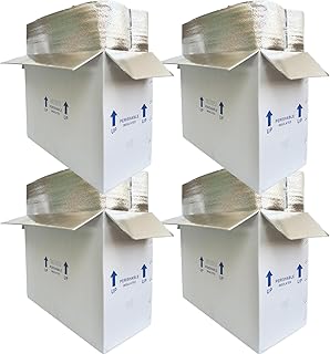 Insulated Cold Shipping Boxes with Liners, 4 Pack 26'' x 11'' x 19'', for Perishable Frozen Food, White (TB261119L-4)