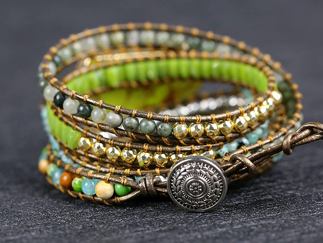 ZOSOJONA Women Wrap Bracelets Boho Natural Stone Jasper Turquoises Strand Bracelet Jewelry Collection - Image 3